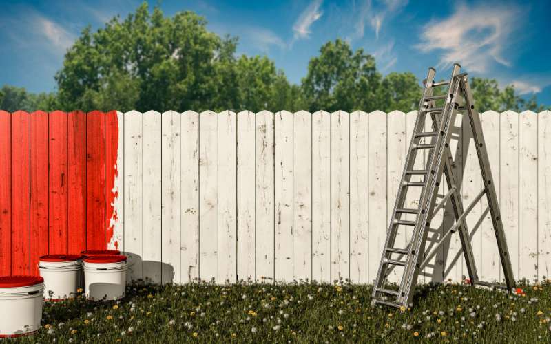 adding finishing touches to garden fence